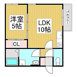 ベルリードマンション島内 3階1LDKの間取り