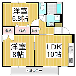 スプリングパーク横田E 2LDKの間取図画像