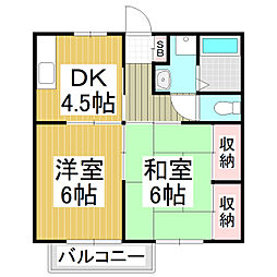 シャルマンはらA 2DKの間取図画像