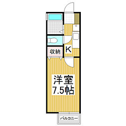 コーポ富士 1Kの間取図画像