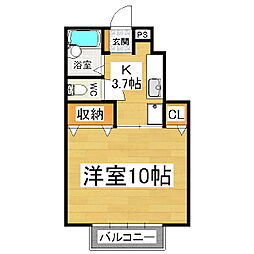 サンリッツ桐 1Kの間取図画像