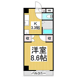 プリオット元町 1Kの間取図画像