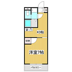 ステーション21 1Kの間取図画像