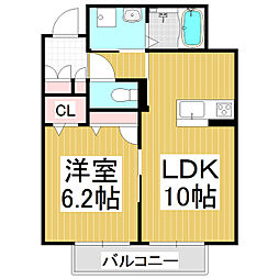 アクトメゾン 1LDKの間取図画像