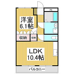 エポックシュー2番館 1LDKの間取図画像