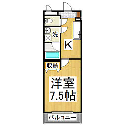 山村マンション2 1Kの間取図画像