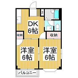 コーポU 2DKの間取図画像