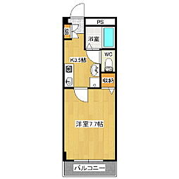 城東マンション 1Kの間取図画像