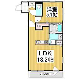 プリーザントコート 1LDKの間取図画像