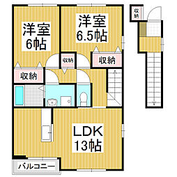 メルヴェイユー・レイメイ 2LDKの間取図画像