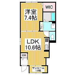 ヴィラ大畑B 1LDKの間取図画像