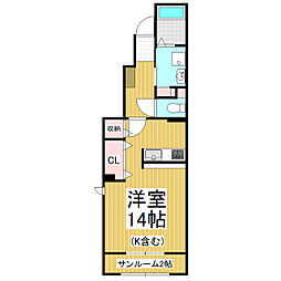 エスト・プリマヴェーラ3B ワンルームの間取図画像