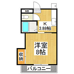 ミルキーウェイA 1Kの間取図画像
