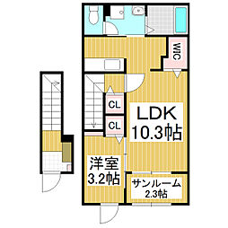 ソレイユ フルール III 1LDKの間取図画像