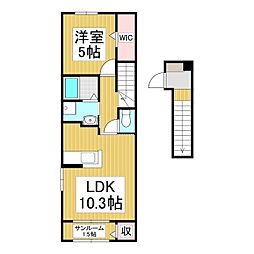アルバーダ26A 1LDKの間取図画像
