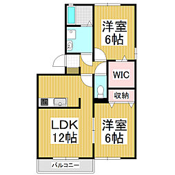 グランコート並柳A 2LDKの間取図画像