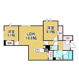 シエル開智 2LDKの間取図画像