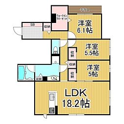 シエル開智 3LDKの間取図画像