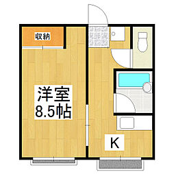 カーサフォレスタ 1Kの間取図画像