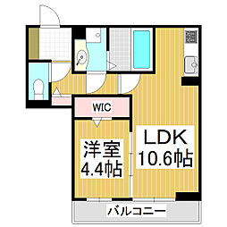 CouR18高宮W 1LDKの間取図画像