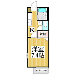 プレミール・シェソワ 1Kの間取図画像