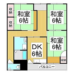 ワールドアパート 3DKの間取図画像