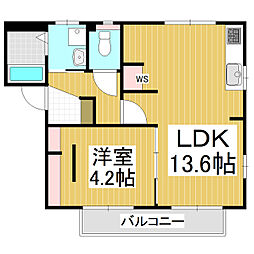 フレグランスアゼリアA 1LDKの間取図画像