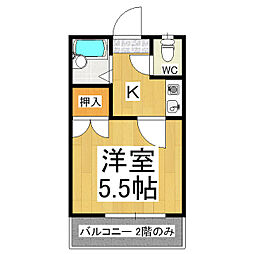 松本第11レジデンス 1Kの間取図画像
