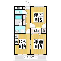 アメニティーシャトー並柳 2DKの間取図画像