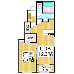 ウィステリア Y 1LDKの間取図画像