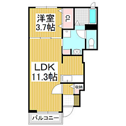 ヴィラトゥインクル 1LDKの間取図画像