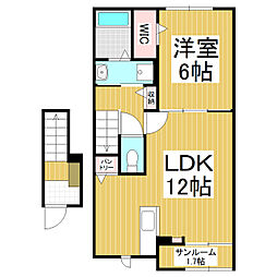 シャルマン シャトー 1LDKの間取図画像
