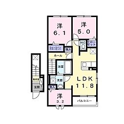 HMハイム高宮南 2LDKの間取図画像