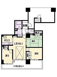 デ・リード大津におの浜レイクサイドタワー 8階3LDKの間取り