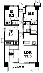 ヴィルヌーブ大津におの浜C棟 3LDKの間取図画像