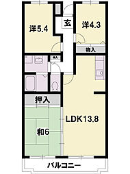 ウエストヴィレッジ弐番館 3LDKの間取図画像