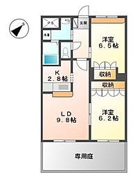 利衛門弐番館 2LDKの間取図画像