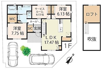 間取り：平屋の造りとなっております。吹き抜け、ロフトございます