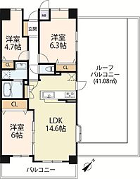 草津パーク・ホームズ 3LDKの間取図画像