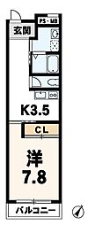 (株)大増ビル 1Kの間取図画像