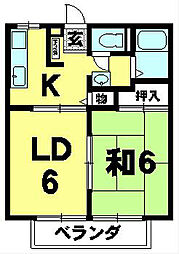サンパトリ佐和山 1階1LDKの間取り