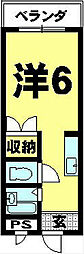ロイヤル戸賀 1Kの間取図画像