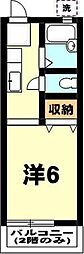 ハイツウイング野村 1階ワンルームの間取り