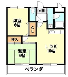 ヴィラ・デ・エステ 2LDKの間取図画像
