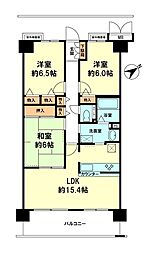 ユニハイム草津ユトリオふれあい館 3LDKの間取図画像