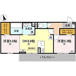 エレガンス ビュー 2DKの間取図画像