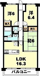 ユニハイム草津 3LDKの間取図画像