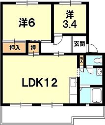 エルムハウス 2LDKの間取図画像