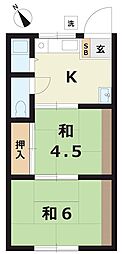 東和荘 2DKの間取図画像