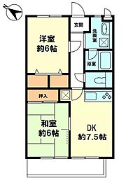 パークサイド南草津 2DKの間取図画像